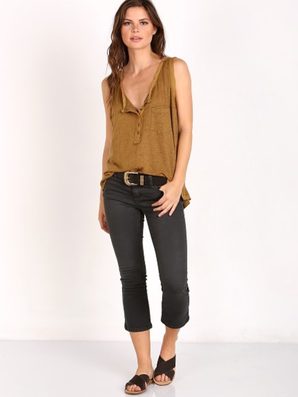 NWT Free People Oversized Traveler Tank Color Moss SZ L